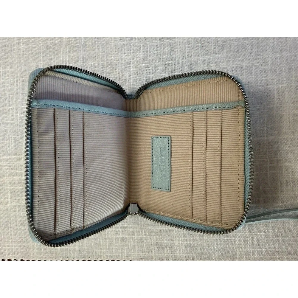 Margot New York Dana Small Zip Around Wallet Light Blue Spring EUC